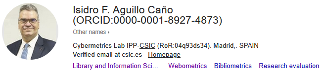 Aprovechad el verano para enriquecer vuestro perfil en Google Scholar añadiendo los identificadores personal ORCID e institucional RoR.
El primero tras el nombre, en otros nombre o como página personal. El segundo en filiación.
Así lo he echo en mi perfil
scholar.google.com/citations?hl=e…