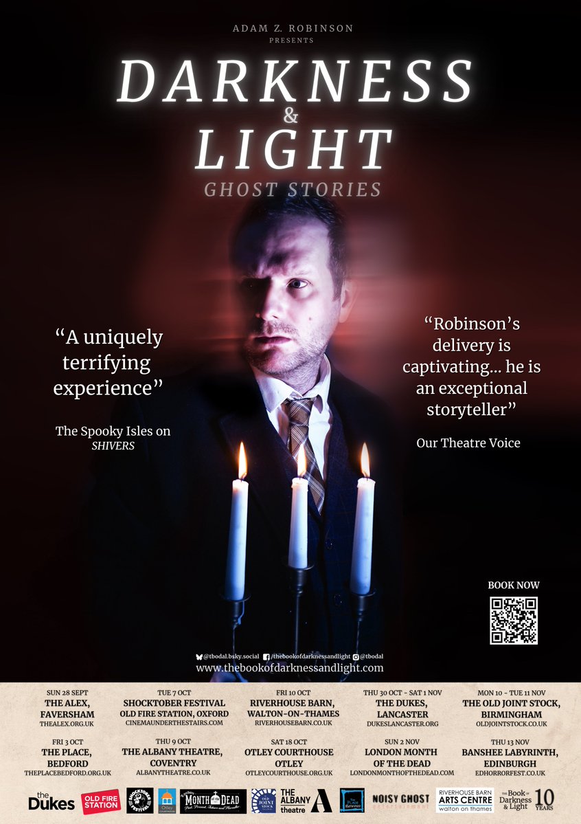 DarkLightBook's tweet image. BEHOLD: The official DARKNESS & LIGHT poster. The whole tour is now officially on sale. Come face-to-face with terror in this intimate storytelling show. Book now... if you dare! linktr.ee/tbodal