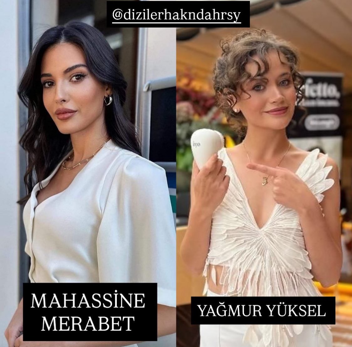 Beyaz en çok hangisine yakışıyor 
Takip etmeden kullanılan oylar gecersiz !
#YağmurYüksel #MahassineMerabet