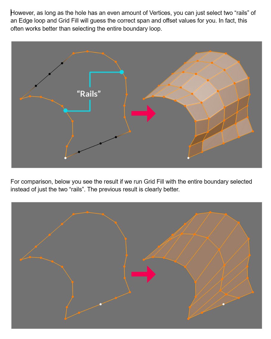 JanvandenHemel's tweet image. Working on adding the Grid Fill info to my e-book. It&apos;s remarkable how different the result is when only selecting &quot;rails&quot;, you can see below the difference. #Blender #B3D #Blender3D