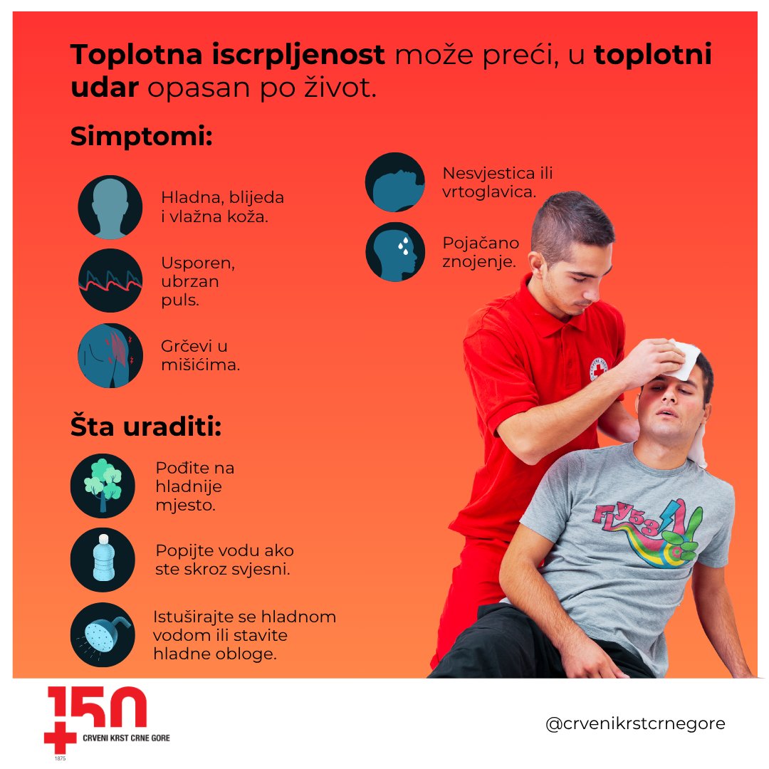 🌡️U našoj zemlji ovih dana je veoma toplo, pa vam navodimo simptome toplotnog udara kao i šta je potrebno uraditi u tim situacijama.

☀️Zaštitite se od velikih vrućina. Zdravlje mora biti na prvom mjestu.

#BeatTheHeat #HighTemperatures #SvudaZaSvakoga #EverywhereForEveryone