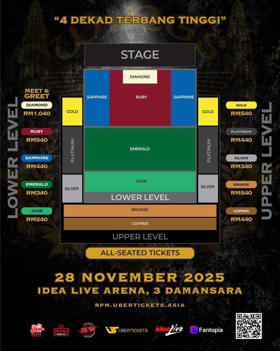Wings Concert 40 years: 4 Decades Flying High 

📅 Date: 28th November 2025 (Friday)
⏰ Time: 8PM
📍Venue: IDEA LIVE ARENA

General Sale: 30.07.25 (WED) 11:00 (MYT)
🎫 Ticketing Website:
🔗rpm.ubertickets.asia

#Wings40Tahun #RPMEvents #4DekadTerbangTinggi #IdeaLiveArena