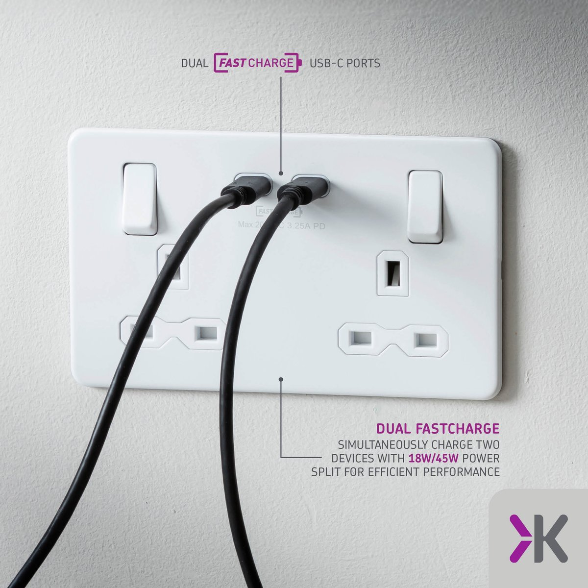 KnightsbridgeML's tweet image. Charge fast with our 65W USB-C sockets - no adapters needed:

⚡ Smart USB-PD &amp;amp; PPS for safe, efficient power
⚙️ GaN tech &amp;gt;94% efficiency
🛡️ Built-in safety protection
✨ Sleek raised edge or screwless styles

ow.ly/oN6t50WlEFq

#fastcharge #USBC