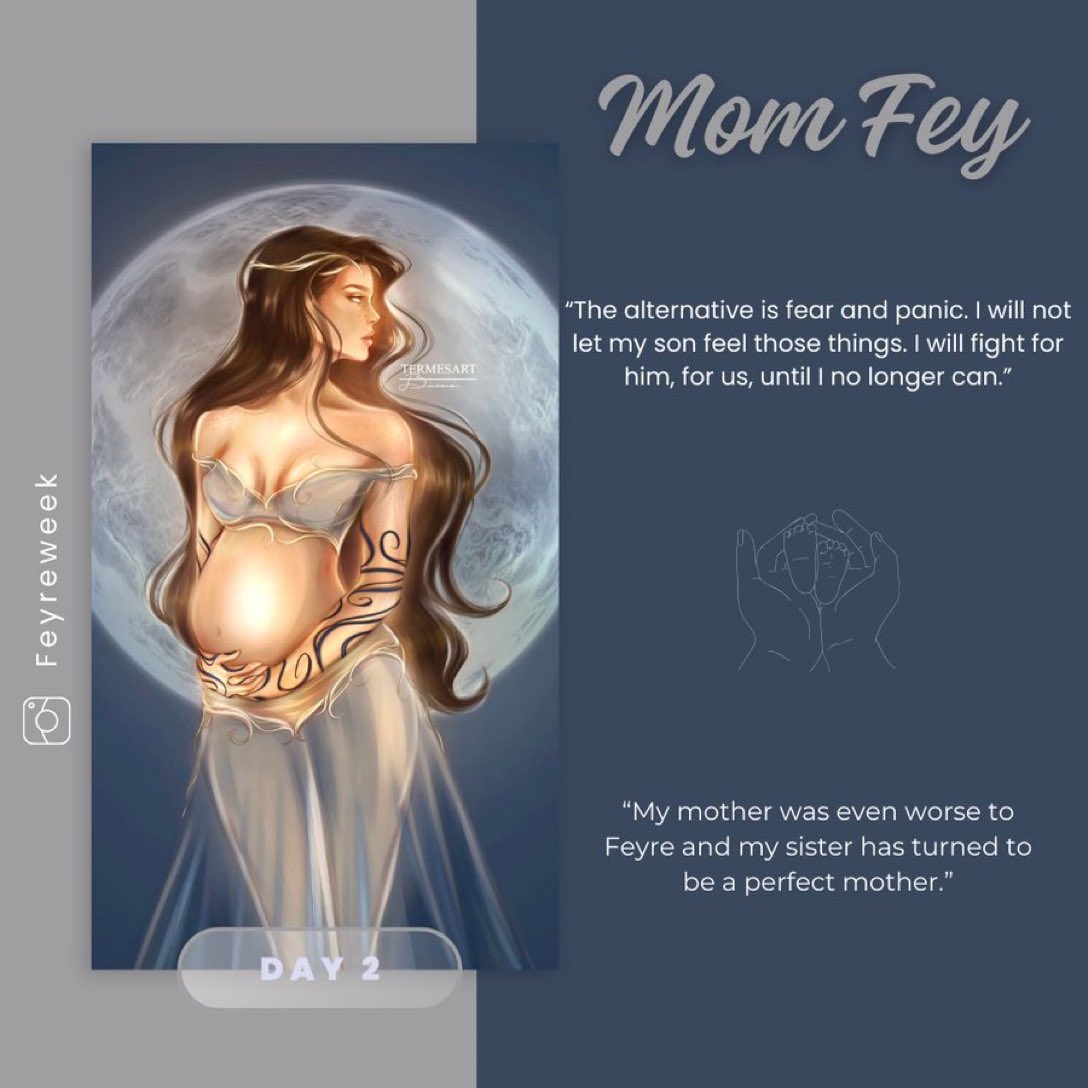 feyre_week's tweet image. 𝐃𝐀𝐘 𝟐 - 𝐌𝐎𝐌 𝐅𝐄𝐘 

art by @termesart 

#feyreweek #feyreweek25