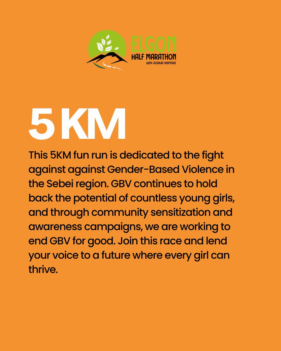 Elgonmarathon's tweet image. Every step speaks louder.
This #ElgonHalfMarathon 5KM fun run is dedicated to ending Gender-Based Violence in the Sebei region. Letβs run, raise our voices, and stand for a future where every girl can thrive. πͺπΎπ
#RunForChange #EndGBV #RunwithJoshua
@joshuacheptege1
