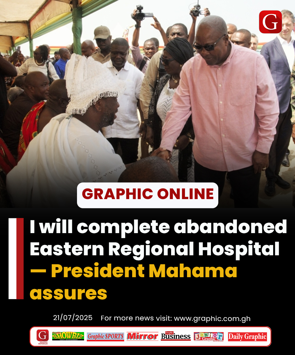 I will complete abandoned Eastern Regional Hospital — President Mahama assures

#Dailygraphic #GhanaNews #GraphicOnline