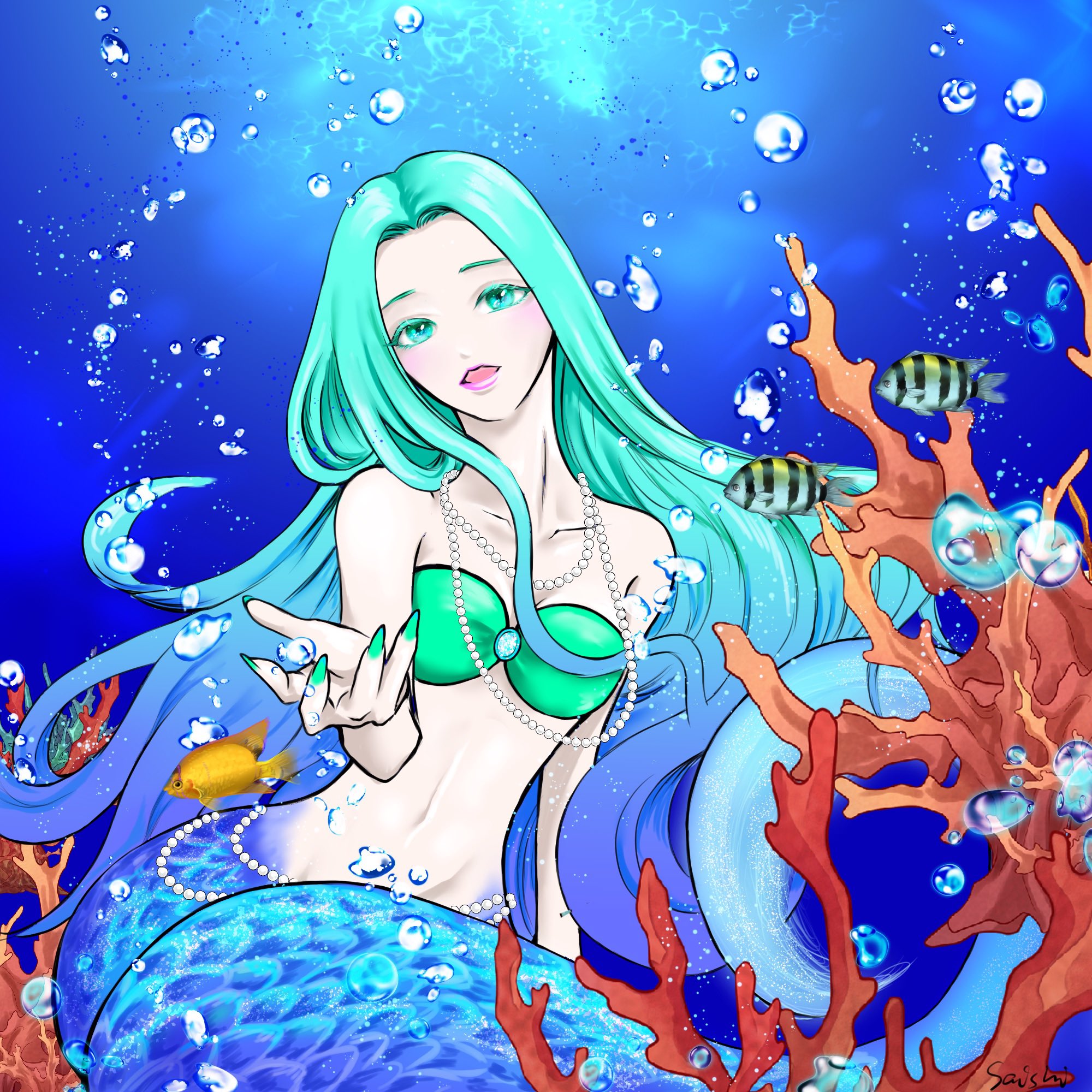 絵画　人魚　海 海嶌あありすけ@9/14文学フリマ大阪 on X: 