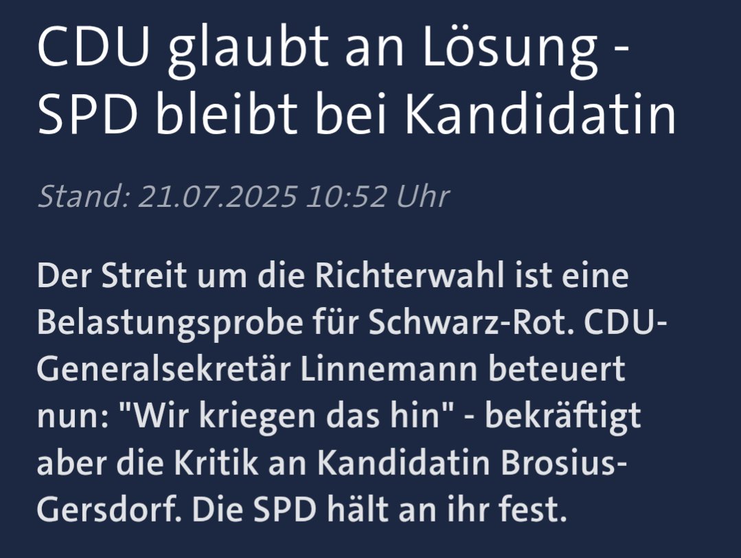 NiklasWenzel_'s tweet image. Jetzt mal komplett ernsthaft:
Wie soll man diese Situation lösen?
Ich sehe nicht, dass die Abgeordneten der Union auch Linie kommen und ich glaube nicht, dass die SPD die Kandidatin fallen lassen kann.
