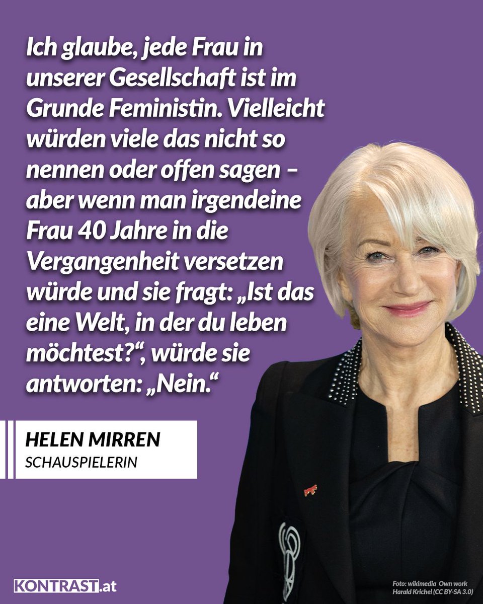 Kontrast_at's tweet image. Mirren wurde am 26. Juli 1945 geboren und feiert ihren 80. Geburtstag. Happy Birthday!
Weltweit mussten sich Frauen ihre Rechte in den letzten Jahrzehnten hart erkämpfen. Auch in Österreich: kontrast.at/geschichte-fra…