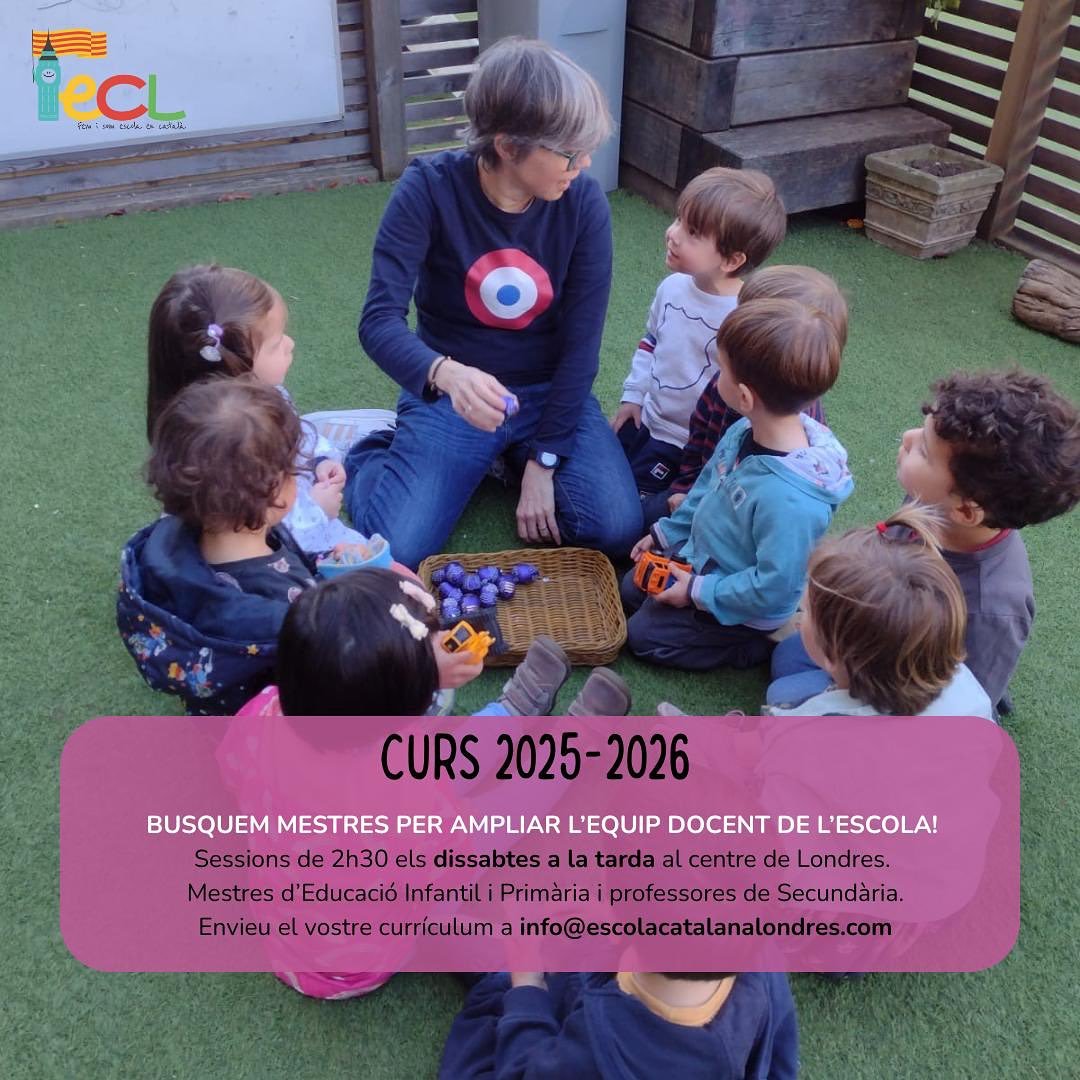 FIEC1's tweet image. L'Escola Catalana de Londres està a la recerca de mestres i professores per al proper curs 2025/2026.
🔸Imprescindible viure a Londres o rodalies
🔸Titulació en Educació Infantil, Primària o Màster de Professorat
🔸 Excel·lent coneixement de la llengua catalana preferiblement…