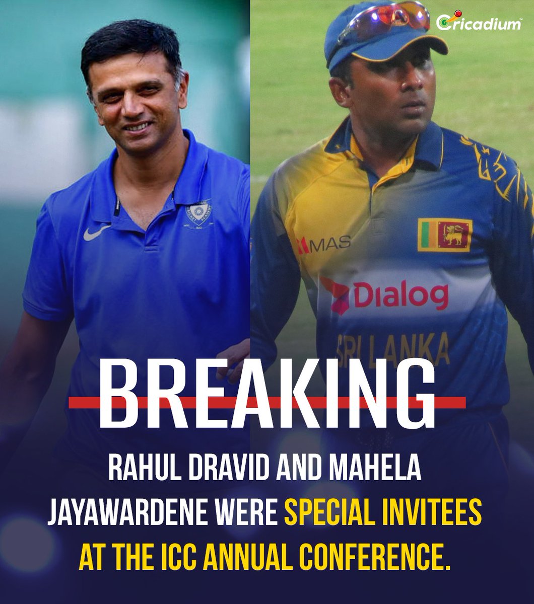 Cricadium's tweet photo. Rahul Dravid and Mahela Jayawardene attended the ICC Annual Conference as special invitees 🏏🌍

#RahulDravid #MahelaJayawardene #ICCConference #Cricket https://t.co/4t0ZeGvXvH