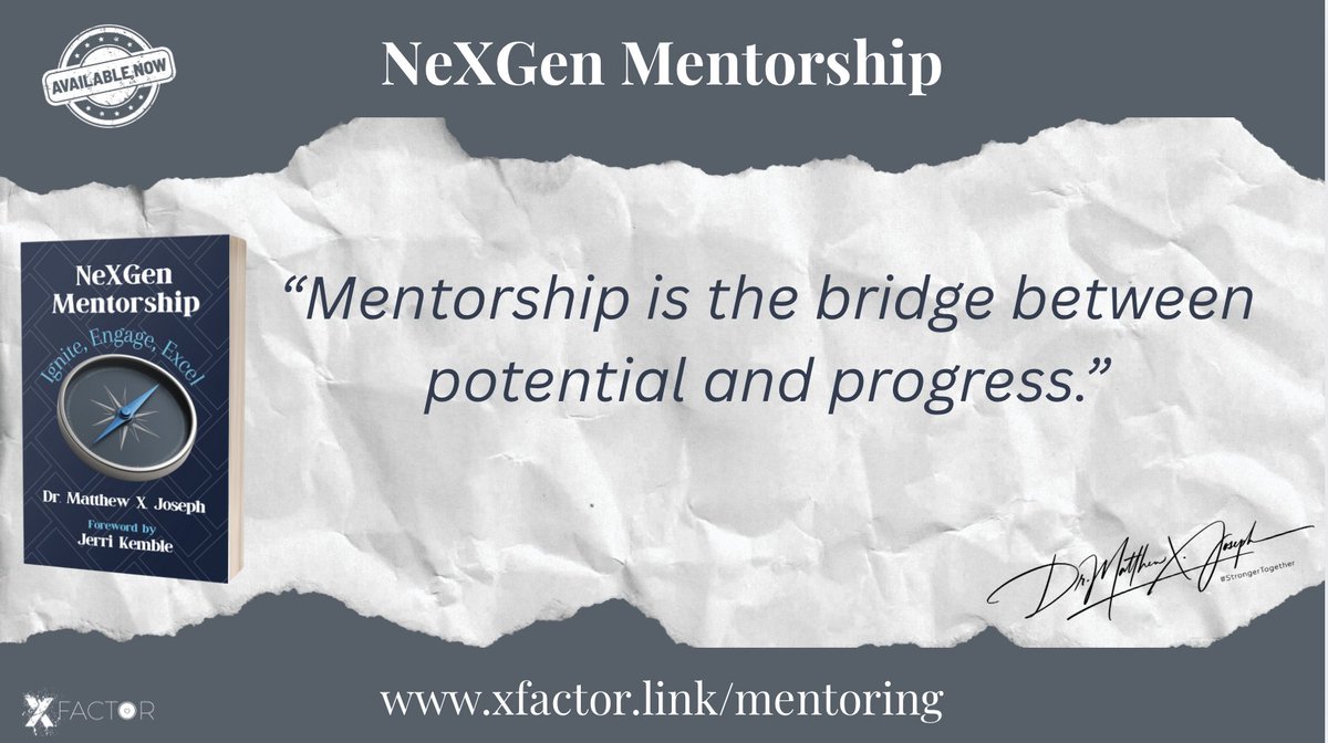 MatthewXJoseph's tweet image. NeXGen Mentorship: Ignite, Engage, Excel
“Mentorship is the bridge between potential and progress.”
Learn more at: xfactor.link/mentoring