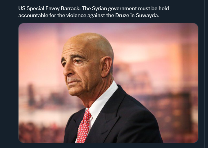 SoranHamarash's tweet image. Tom Barrack's statement shows the danger of inexperienced envoys. First, they push a "one nation, one army" & Arab identity vision. Then, they're forced into a reactive stance. Syria needs expert diplomacy, not volatile business-first approaches. #Syria @USEmbTurkiye