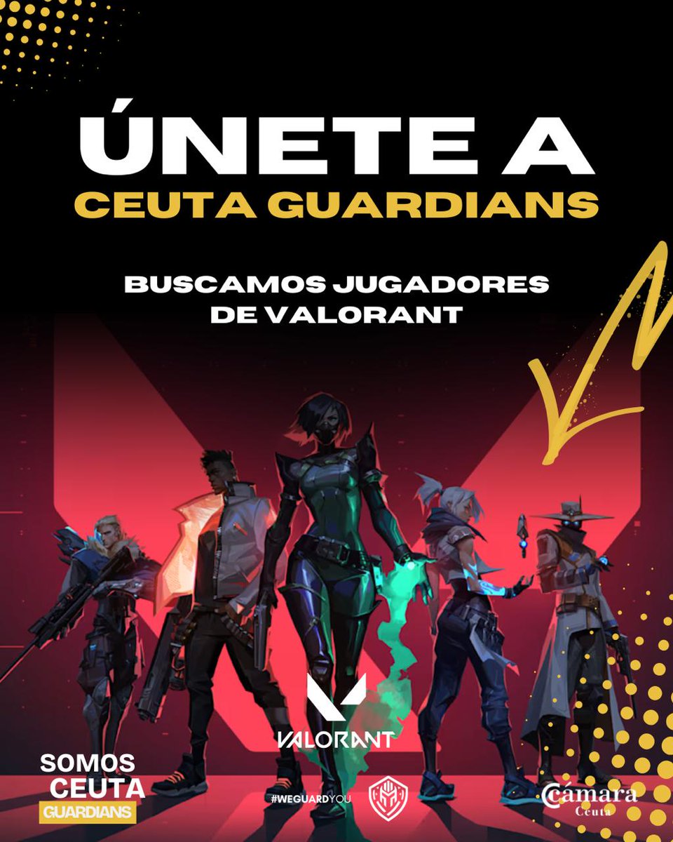 ¡STOP VALORANT PLAYER!
📝 Buscamos jugadores
•Ranking mínimo de Immortal 3.
•Inglés y español fluído 🇪🇸🇬🇧

🔗 ¿Cómo inscribirte en los tryouts?
⿡ Completa el formulario (all in english)
forms.gle/79u6TG6QUdWsA6…⿢

¡Conviértete en uno de nuestro Guardianes!