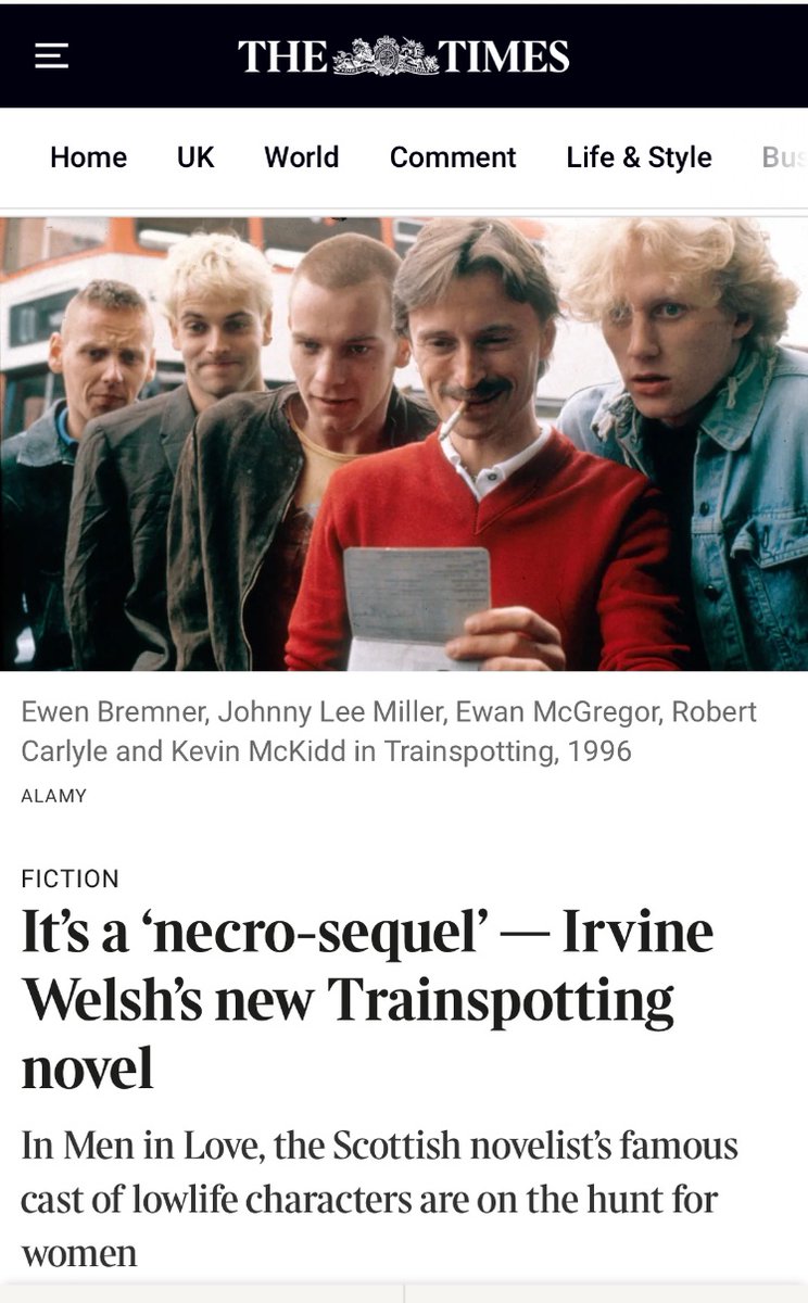 JohannaTC's tweet image. I wrote about how we’re living through the era of the zombie reboot, which includes Irvine Welsh’s new Trainspotting sequel, Men in Love.
thetimes.com/culture/books/…