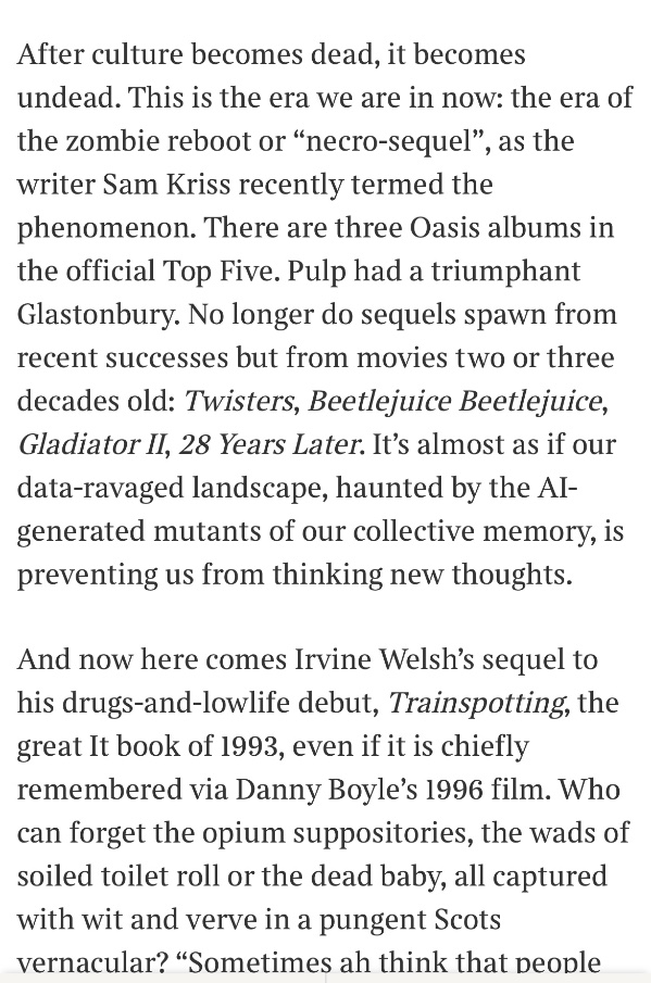 JohannaTC's tweet image. I wrote about how we’re living through the era of the zombie reboot, which includes Irvine Welsh’s new Trainspotting sequel, Men in Love.
thetimes.com/culture/books/…