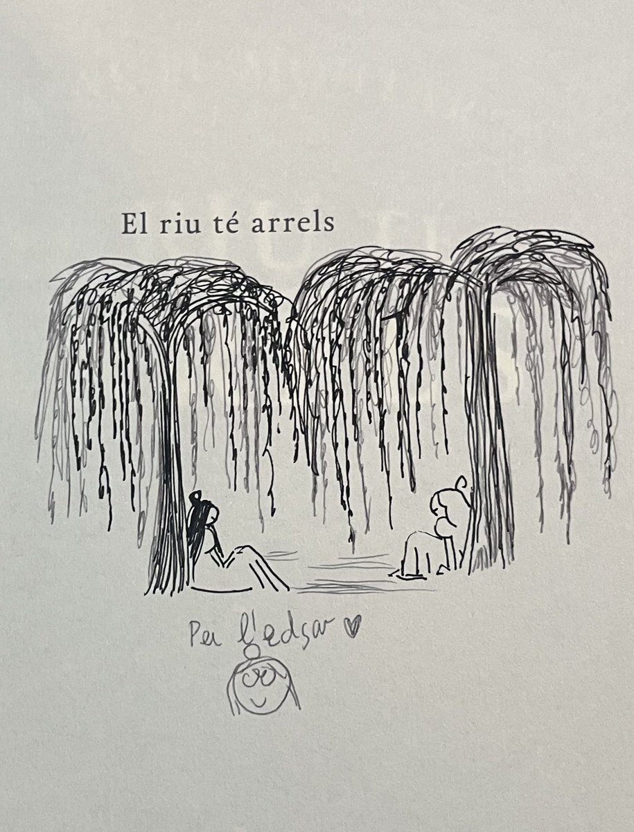 Edgar Cotes i Argelich (@edgar_cotes) on Twitter photo Durant el Celsius, el gran <a href="/lluisotdelgado/">Lluís Delgado</a> em va regalar un exemplar d’«El riu té arrels», una novel·la preciosa, que en català, a part de la traducció del Lluís, té aquesta fabulosa coberta de la <a href="/marimbavidal/">Marina Vidal</a>, que em va dedicar amb aquest dibuixet tan bonic. Durant el Celsius, el gran <a href="/lluisotdelgado/">Lluís Delgado</a> em va regalar un exemplar d’«El riu té arrels», una novel·la preciosa, que en català, a part de la traducció del Lluís, té aquesta fabulosa coberta de la <a href="/marimbavidal/">Marina Vidal</a>, que em va dedicar amb aquest dibuixet tan bonic.