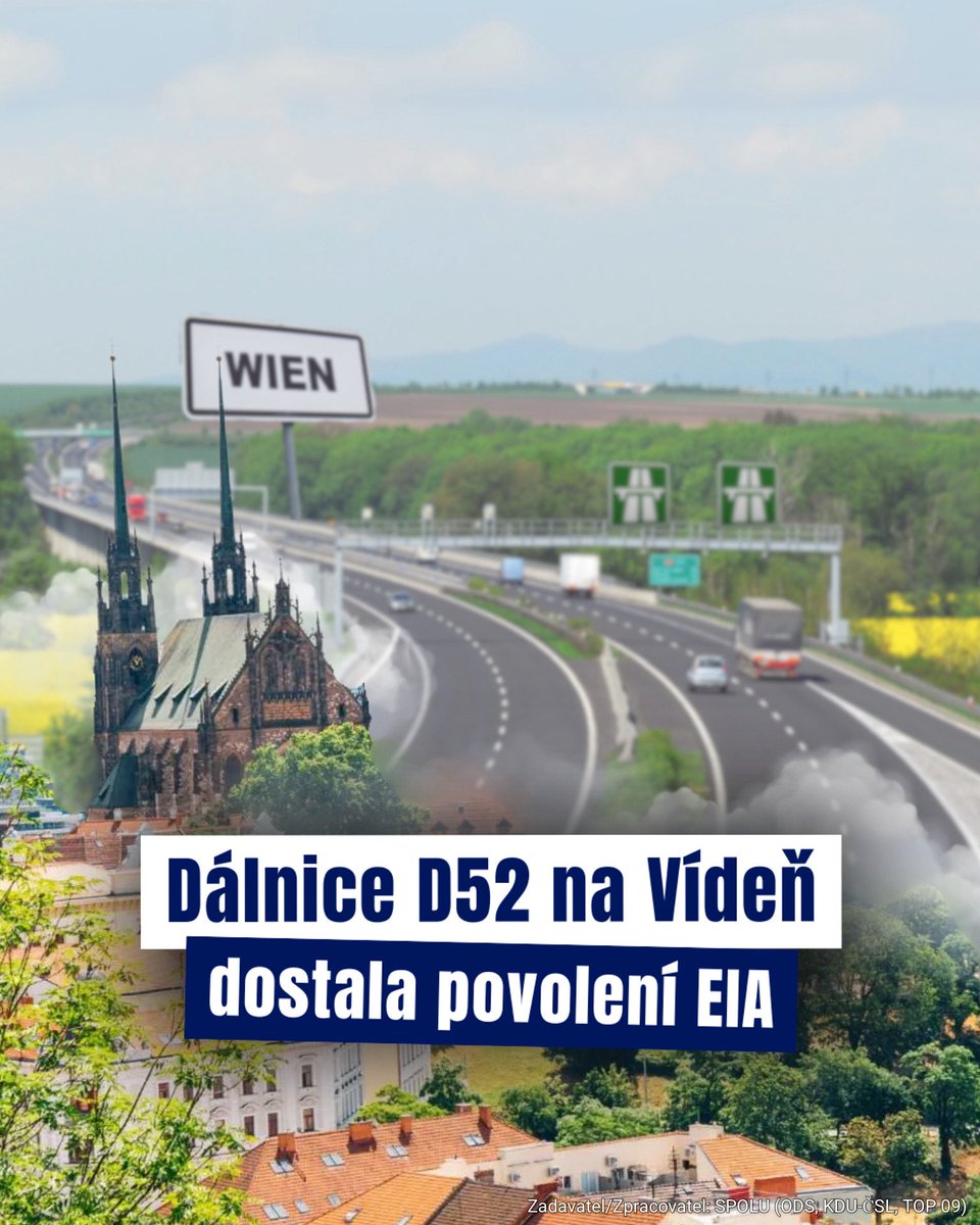hladikpe's tweet image. Dálnice D52 z Pohořelic k rakouské hranici má KONEČNĚ kladné stanovisko EIA a historicky je tak nejblíže realizaci. Přes 80 % pozemků je už teď ve vlastnictví státu a dálnice tak může být hotová do roku 2032.
V podmínkách EIA jsou zohledněny výhrady obcí i odborníků. Závazné…