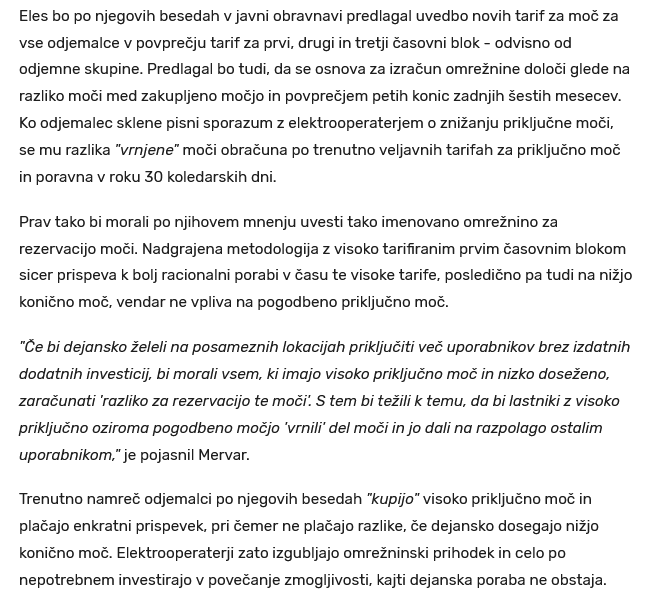 seba1337's tweet image. Haha. Ker shit show ta reforma omrežnin. Zdaj, če boš imel premočne varovalke glede na doseženo konično obremenitev, boš moral dodatno plačat. :D
To bo veselo v hišah s 3-fazno elektriko, ko se bo nižalo varovalke, potem pa bo ven metalo, zaradi neenakomerne obremenjenosti faz.