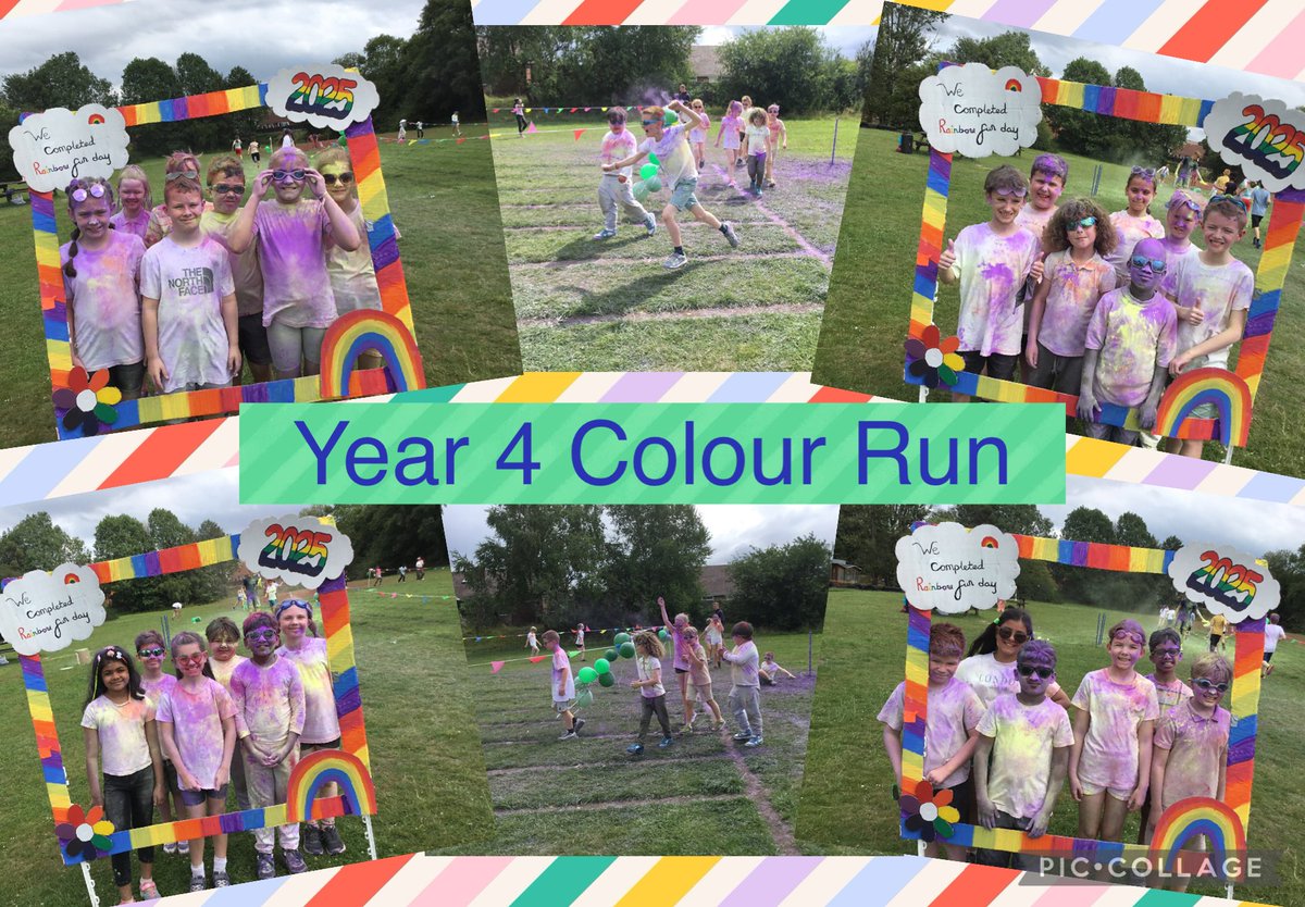 Year 4 having a fantastic Friday, Colour Run as part of our PTFA Rainbow Day #PTFA