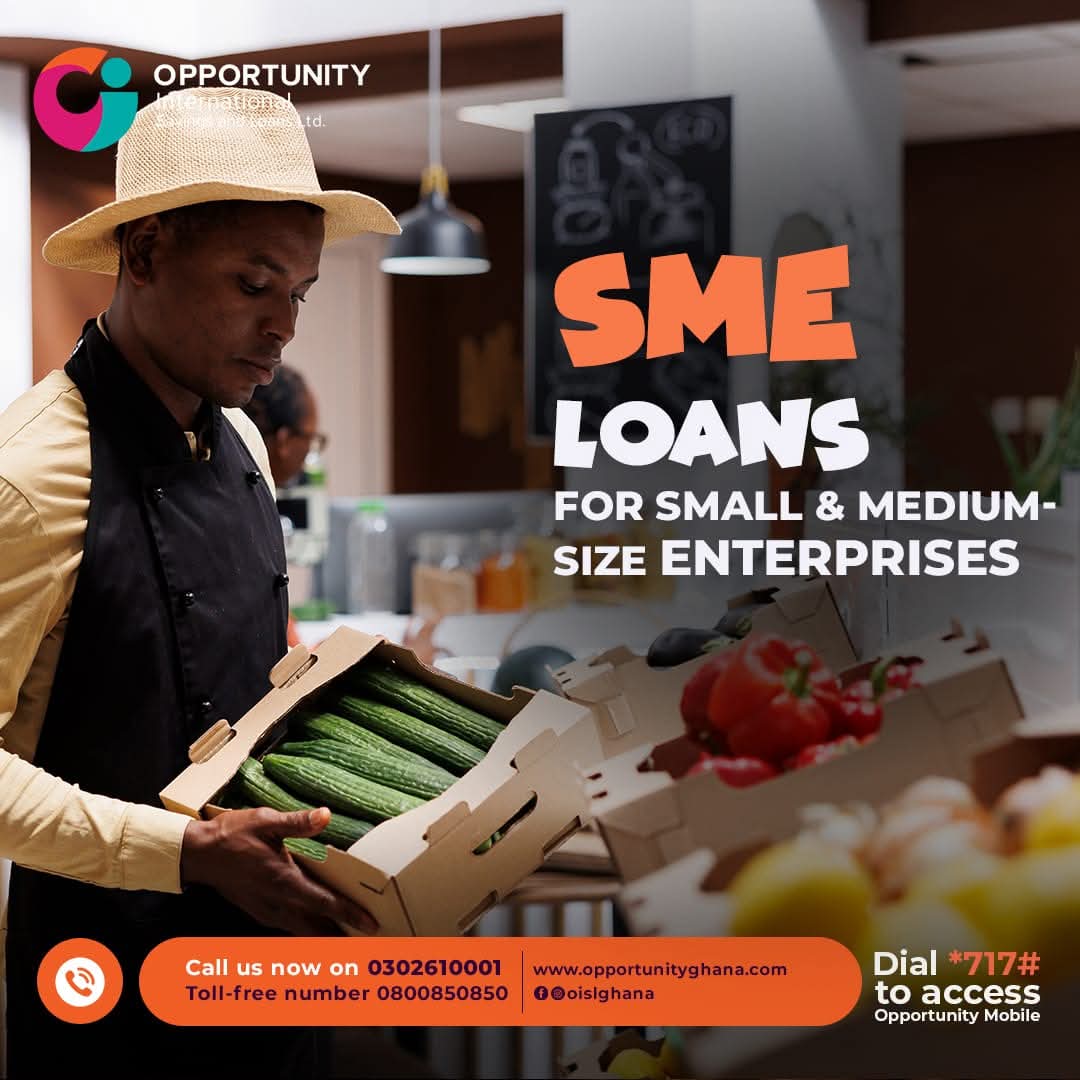 🚀 Grow Your Business with Confidence!
Our SME Loans are designed to support your business with the capital you need to expand, restock, or invest in equipment.
✅ Flexible terms
✅ Fast processing
✅ Tailored to your business goals

📞 Call us now on 0302610001 or   0800850850