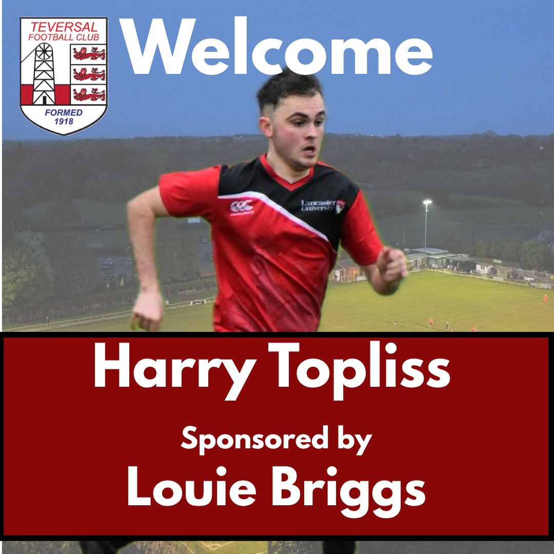 ✍️ He’s back, Harry Topliss!

Harry came through the youth ranks at Tevie &amp; made his debut before heading off to uni. Last year was at Ollerton Town, now he’s back in 🔴⚫️

A creative midfielder with a strong engine! 💪⚽️

📢 Sponsored by Louie Briggs – thank you for your support
