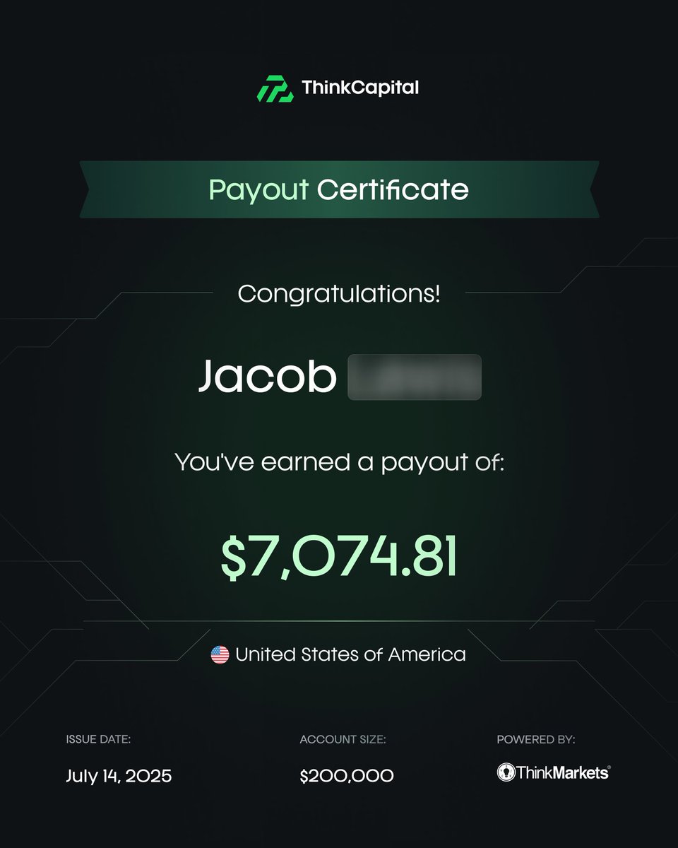 thinkcapitalcom's tweet image. Jacob 🇺🇸, Riche 🇬🇧, and Georgi 🇧🇬 locked in payouts this week 💚

$200K funded accounts. Weekly profits. Real rewards.
Are you next?

#ThinkCapital #TradingCommunity #GetFunded