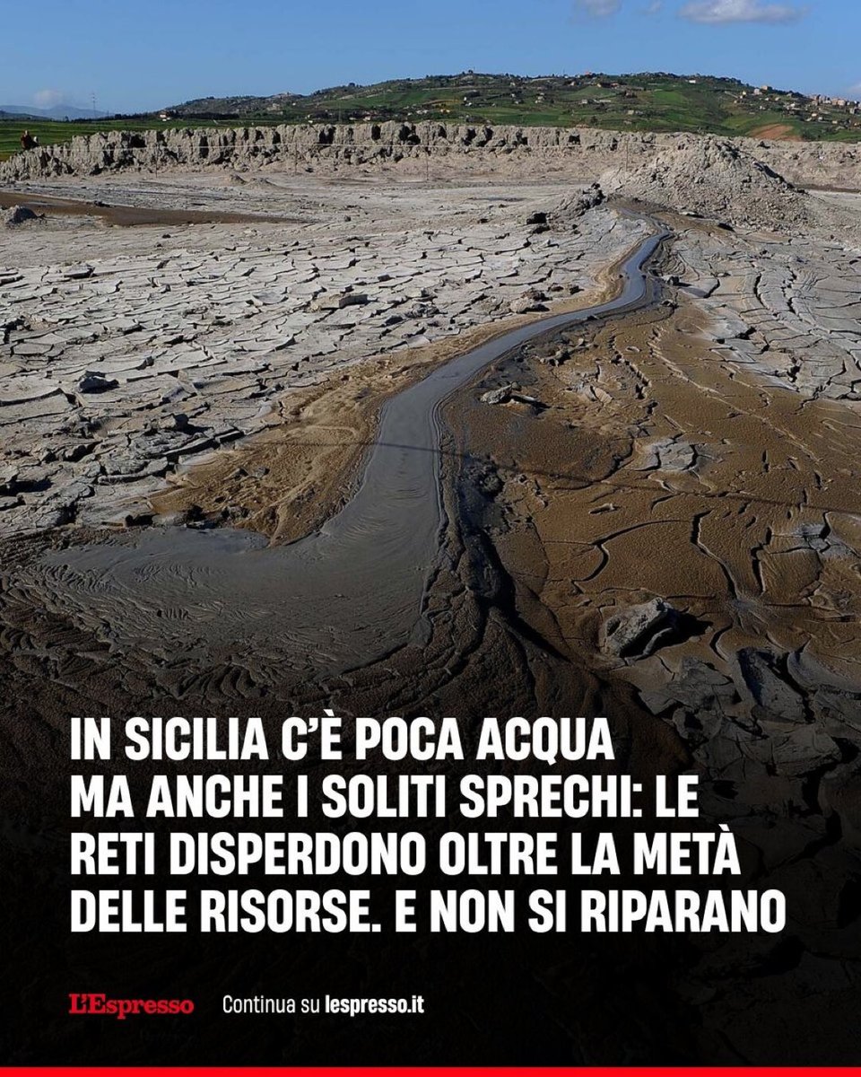 neolatyno's tweet image. In Sicily there is little water,
but also the usual waste:
the network leaks half of it all!
Of the 5.3billion Italy invested in the sector, Sicily is the region absorbing the most: 764.1million, half from the European Recovery Plan.
In Agrigento, taps remain dry 6 days out of 7