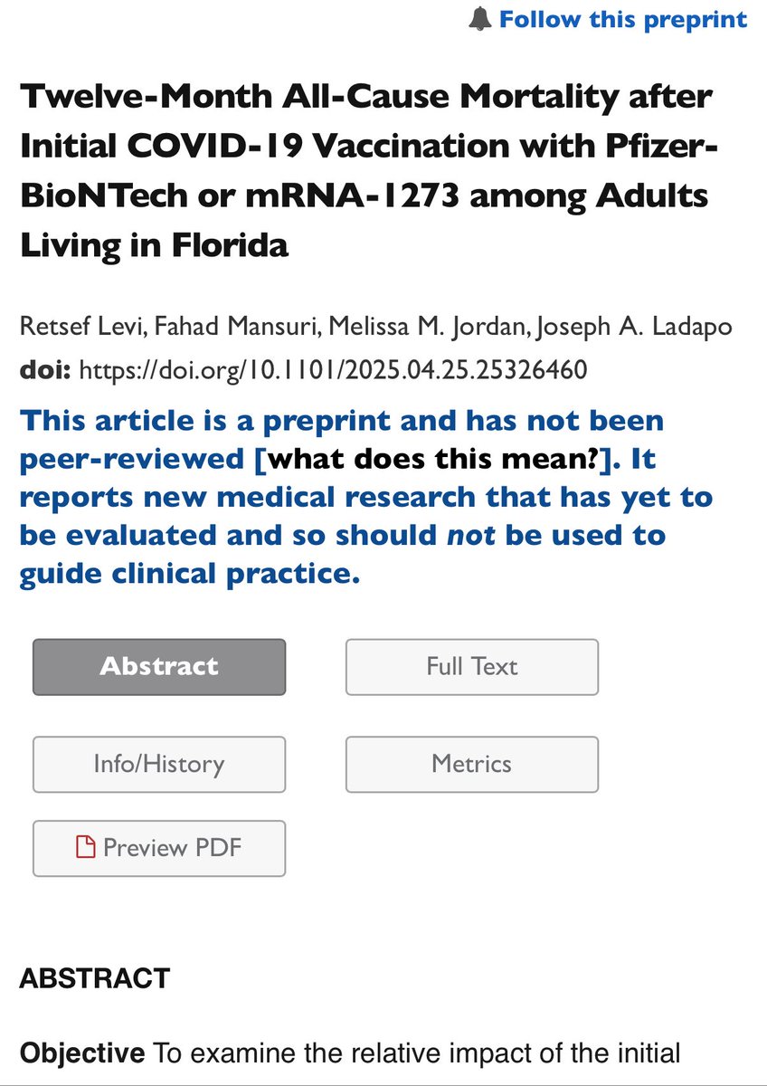 BreCraven_PA's tweet image. The conclusion of this study:
“Florida adults who received BNT162b2 had significantly higher risk of 12-month all-cause, cardiovascular, COVID-19, and non-COVID-19 mortality compared to matched mRNA-1273 recipients”
