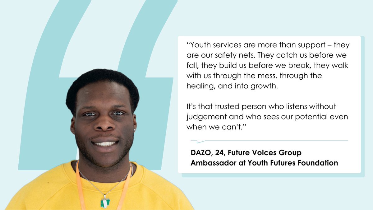 YF_Foundation's tweet image. "Youth services are more than support – they are our safety nets."
Our latest report shows just how vital trusted relationships are in tackling the youth mental health crisis, and why investment in youth workers must be part of the solution.
Learn more: youthfuturesfoundation.org/publication/br…