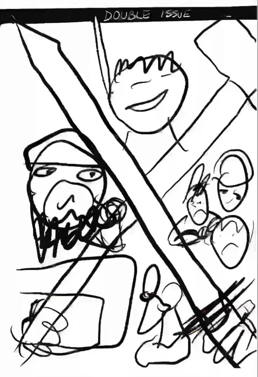 HollanderCooper's tweet image. The first sketch vs the final cover. I scribbled the one on the left and sent it to my wife, who turned it into the version on the right. Still undecided which I like more…
