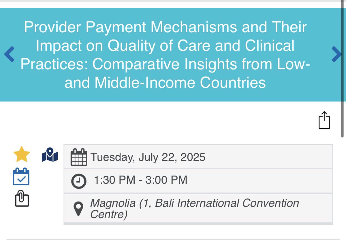 Peter Binyaruka, PhD (@peter_binyaruka) on Twitter photo You are welcome to join our session tomorrow at #IHEA2025 in Bali, Indonesia. Discussing the interlinkage between provider payment methods and quality of care. <a href="/healtheconomics/">International Health Economics Association (IHEA)</a> <a href="/LSHTM/">London School of Hygiene & Tropical Medicine</a> <a href="/WHO/">World Health Organization (WHO)</a> <a href="/ifakarahealth/">Ifakara Health Institute</a>. You are welcome to join our session tomorrow at #IHEA2025 in Bali, Indonesia. Discussing the interlinkage between provider payment methods and quality of care. <a href="/healtheconomics/">International Health Economics Association (IHEA)</a> <a href="/LSHTM/">London School of Hygiene & Tropical Medicine</a> <a href="/WHO/">World Health Organization (WHO)</a> <a href="/ifakarahealth/">Ifakara Health Institute</a>.