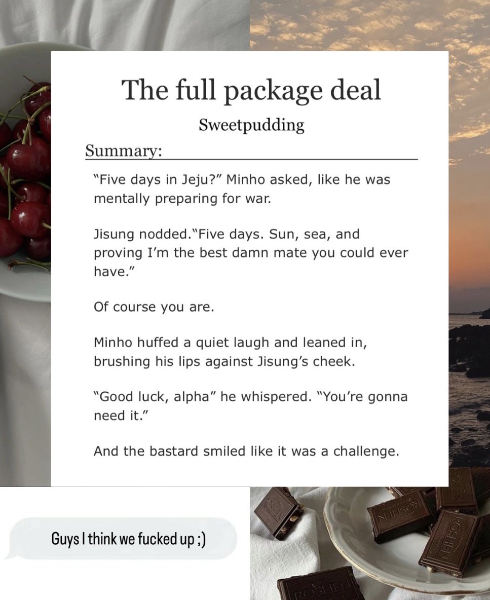 Okay, so here it is. Welcome to the second part of my beloved mnsng omegaverse Trial run fic. It’s a love story, y’all - please cheer for them with me! :3

archiveofourown.org/works/67871996