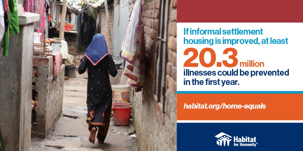 What do informal settlements have to do with women’s health? Our latest #HomeEquals research report shows that improving housing in informal settlements could prevent 20.3 million illnesses among women in the first year alone!

Learn more: habitat.org/womens-health