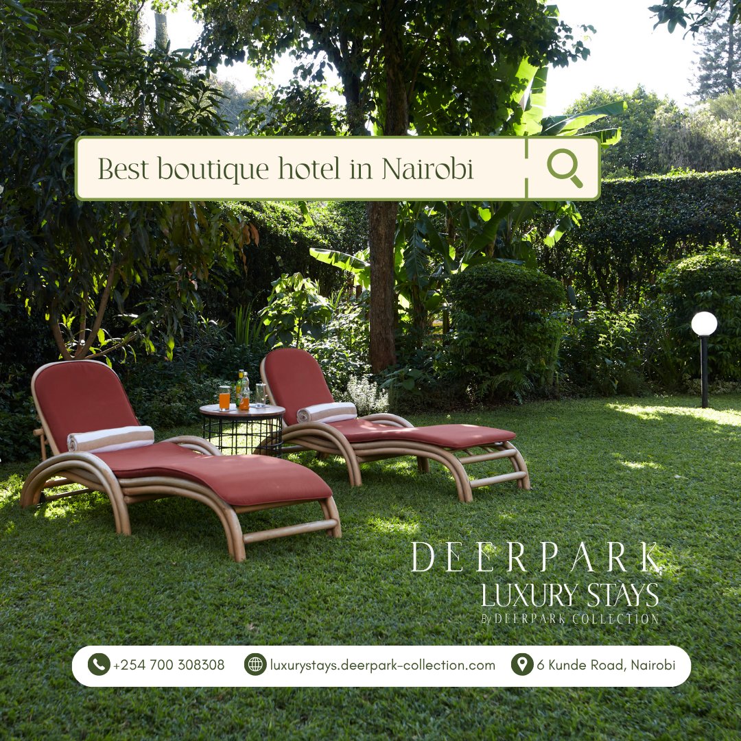 KenyaDeerpark's tweet photo. Looking for a quiet boutique stay in Nairobi? Discover Deerpark Luxury Stays — ranked in the top 10% of hotels worldwide for our calm setting, personal service, and garden-side serenity. Book: https://t.co/d6wwWWfM89 | 📞 +254 700 308 308 https://t.co/DYJzQrF24l