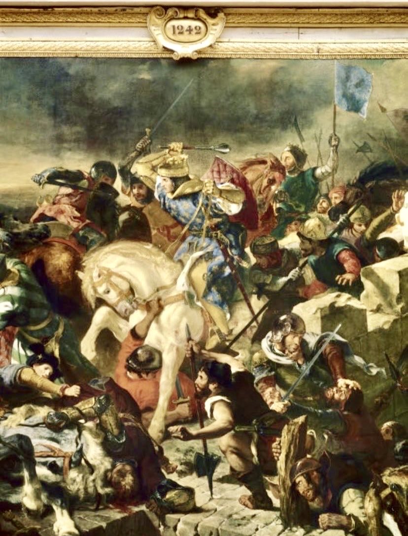SaintMontjoie's tweet image. 21 juillet 1242, Saint Louis est victorieux à la bataille de Taillebourg face à une coalition Anglo-poitevine. Fidèle à sa réputation d'homme juste et de catholique fervent, il ne cherche pas à humilier ses ennemis.