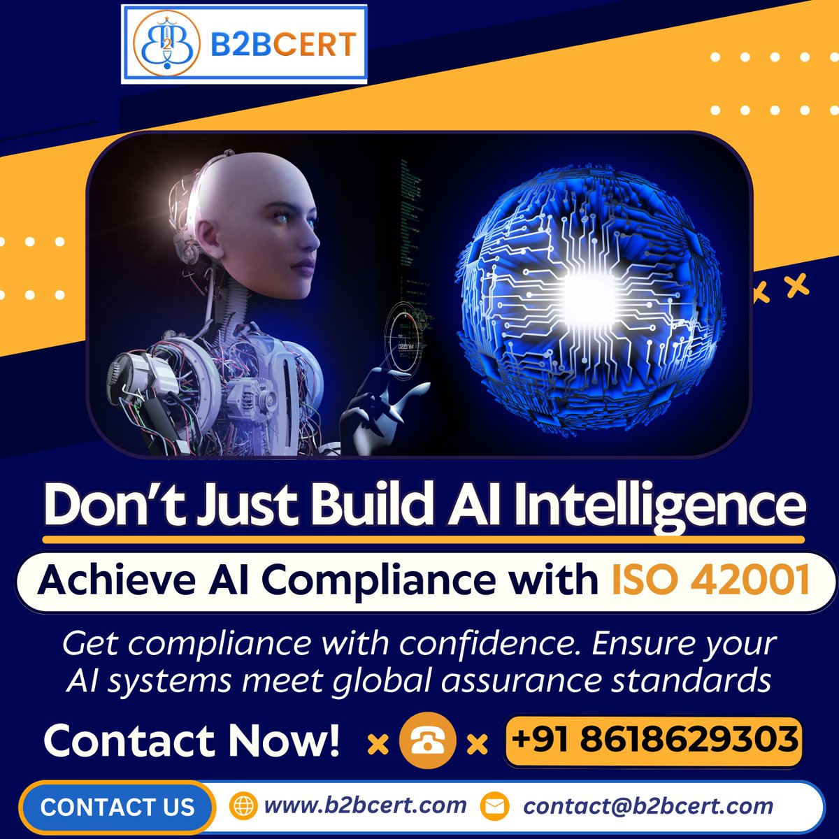 b2bcert's tweet image. 🔐 Don’t Just Build AI – Ensure It&apos;s Compliant!

#ISO42001 #AICompliance #ResponsibleAI #AIStandards #AIGovernance #ArtificialIntelligence #ISO #TechRegulations #AITrust #B2BCERT #SecureAI #FutureReadyAI #Bangalore #India #Switzerland #Southafrica #Saudiarabia #Australia #Oman