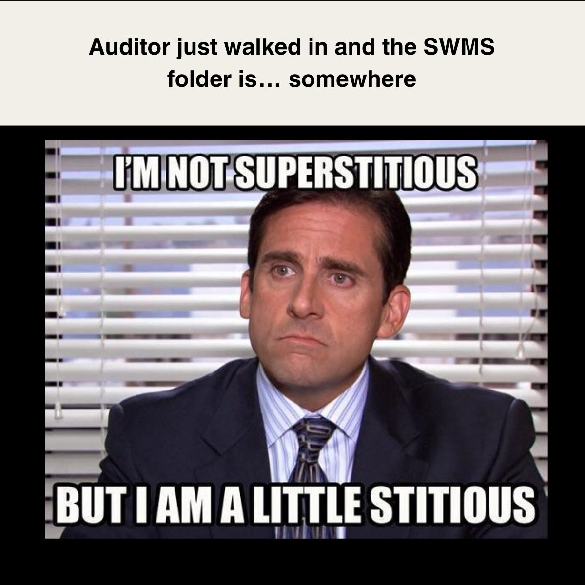 Auditor arrives.
Everyone: nervous laughter
The SWMS folder hasn’t been touched since the last BBQ.
#constructionmemes #safetymemes #ANZbuilders #ConstructionLife #TradieHumour