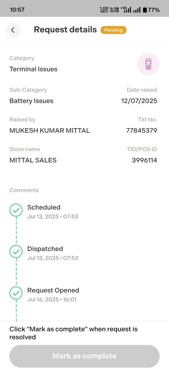 KishanMittal16's tweet photo. @PineLabs 
बहुत ही घटिया सर्विस है आपकी ,
मैने 24/06/2025 को न्यू स्वाइप मशीन खरीदी थी जो कि पहले दिन से ही चार्ज नहीं हो रही थी जिसकी कंप्लेंट मैने पहले ही दिन इंस्टॉलेशन टीम से की थी, उनके द्वारा न सुनने पर मैने ऑफिशियल कंप्लेंट 04/07/2025 को की थी, उसके बाद इंजीनियर आते है https://t.co/TfL87KejDn