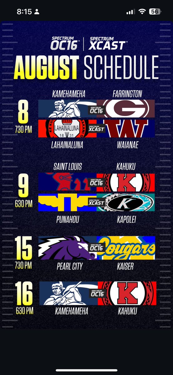 kahanu_07's tweet image. August TV schedule. Tune in on August 8 and August 16 on OC16. Senior Season in 20 days!!