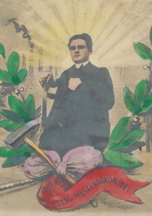 P_P_o_P_W's tweet image. 21 lipca 1905 roku z rąk carskich zbirów zginął Stefan Okrzeja (ur. 1886). Postać tego PPS-owskiego bojowca stała się wówczas ikoną walk o niepodległość i wyzwolenie społeczne.
Na zdjęciu fragment pamiątkowej pocztówki wydanej po śmierci Okrzei przez socjalistyczne podziemie.
