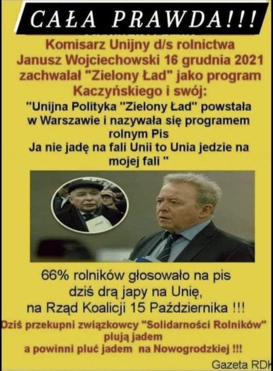 StGawlowski's tweet image. Cała prawda o Zielonym Ładzie dla rolnictwa‼️
To komisarz Wojciechowski w porozumieniu z Kaczyńskim zaproponował „Unijną Politykę Zielony Ład”. Faktycznie, jest to program rolny PiS, ubrany w normy prawa UE⤵️
Oszukali rolników😡
Teraz zwalają swoje grzechy na innych.
#kłamstwaPiS