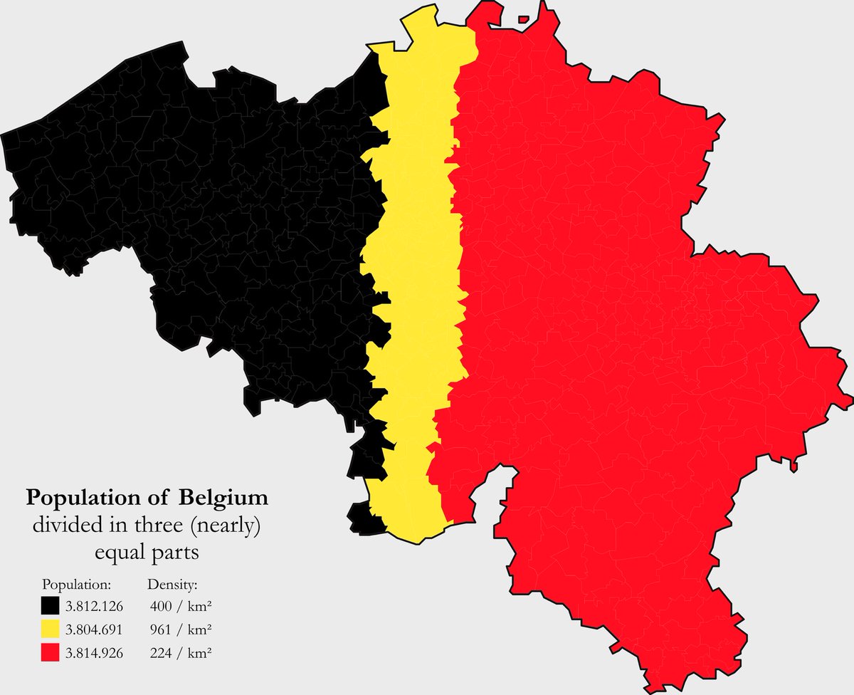 xruiztru's tweet image. Belgium divided in three (nearly) equal parts.
Happy national day! 🇧🇪