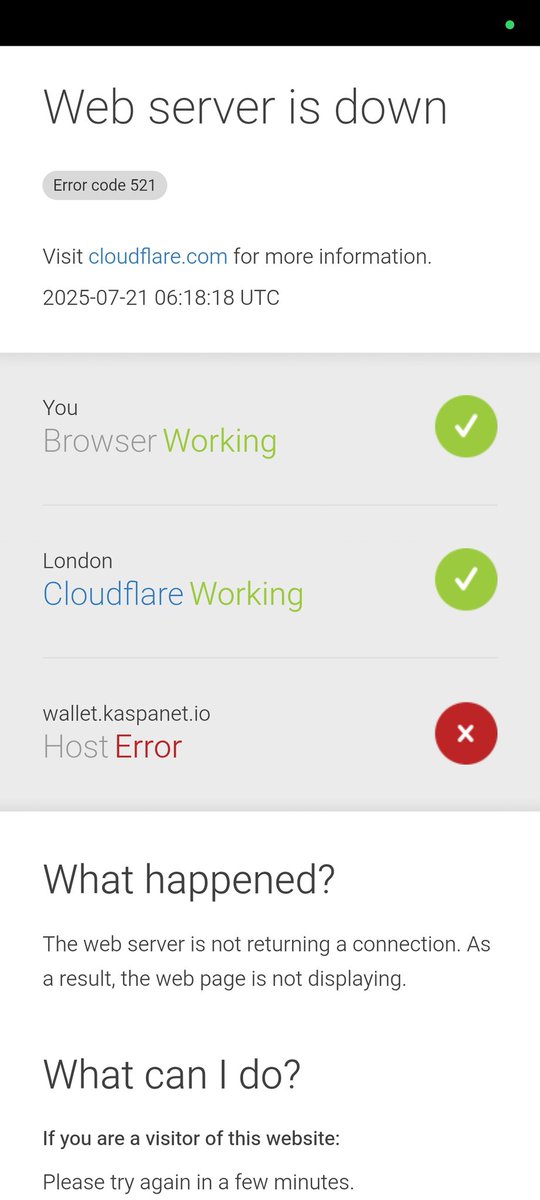 Mr_Triple_7's tweet photo. Anyone got ptoblems with https://t.co/b4EWFKBSak ? 
Getting this when trying to access the wallet
$kas https://t.co/JikRA0DT9H