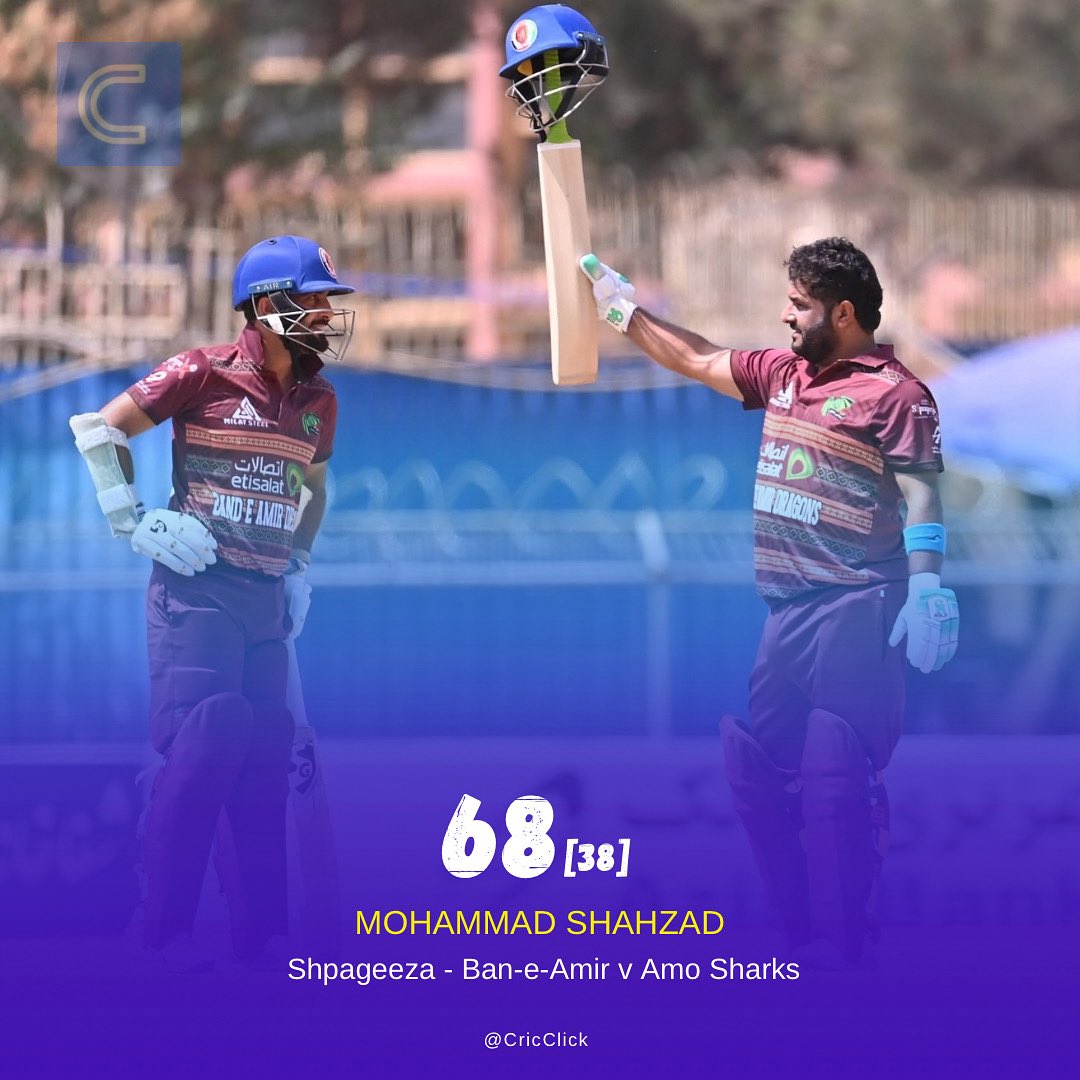 Click_Cric's tweet photo. A fine innings from Mohammad Shahzad comes to end. 

#cricclick #GSL2025 #Shpageeza https://t.co/t7sefBPgnc