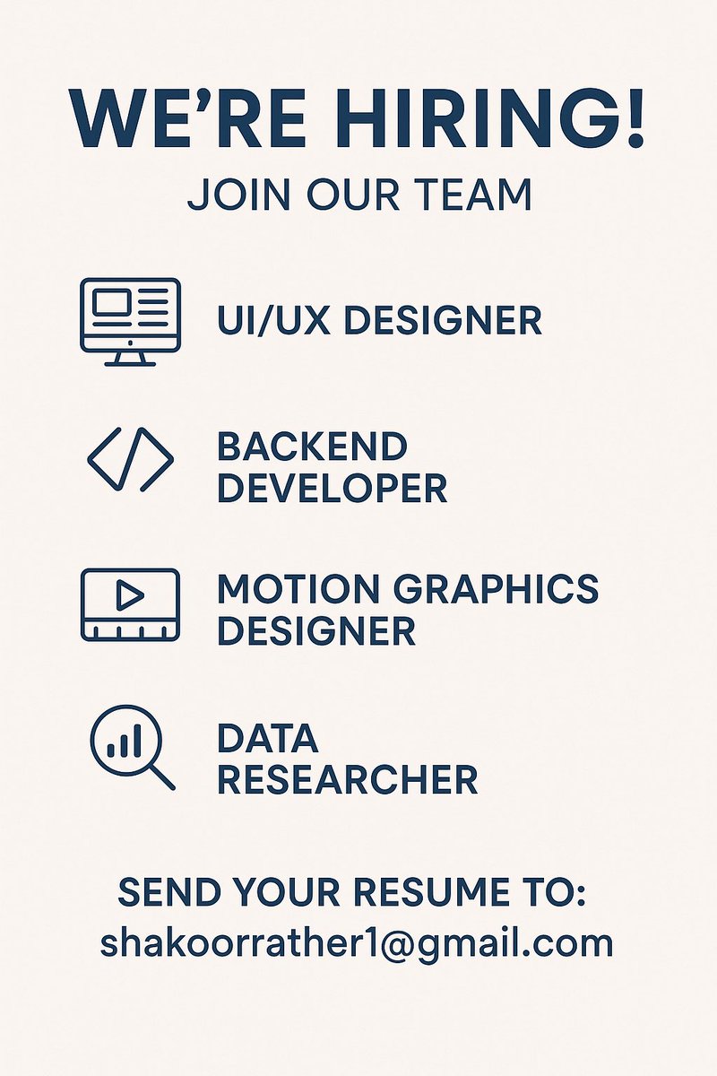 Shakoor Rather (@shakoorrather) on Twitter photo Hiring Alert!!
Looking for passionate and skilled professionals for the following roles:
Location: Delhi-NCR (Onsite)
📧 Send your resumes and work samples to: shakoorrather1@gmail.com
Please share this with anyone in your network who might be interested. Hiring Alert!!
Looking for passionate and skilled professionals for the following roles:
Location: Delhi-NCR (Onsite)
📧 Send your resumes and work samples to: shakoorrather1@gmail.com
Please share this with anyone in your network who might be interested.
