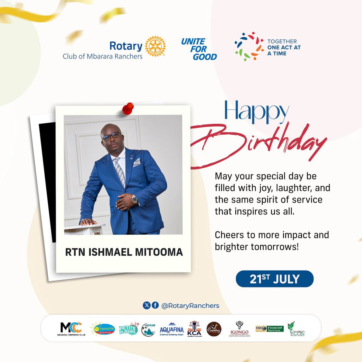 RotaryRanchers's tweet image. Happy birthday to our esteemed dual member IPP Rtn Ishmael.
Today we celebrate not just another year of your life, but the incredible value you bring to Ranchers through your commitment.
May this new chapter bring you happiness, strength and even more moments to serve and shine