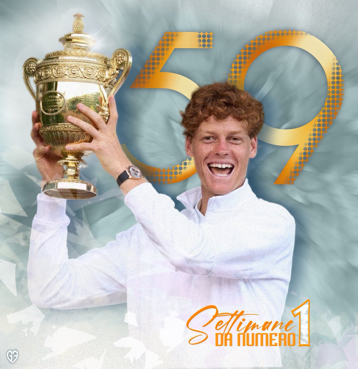 ForceGiusy's tweet image. 5️⃣9️⃣ settimane da numero UNO🦊
per il campione di Wimbledon🍓🌱
Stacchiamo Jim Courier nelle settimane totali, e John McEnroe in quelle consecutive.
#sinner