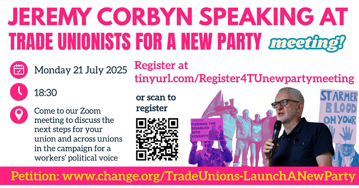 We're looking forward to hear <a href="/jeremycorbyn/">Jeremy Corbyn</a> speak at tonight's online meeting at 6.30pm to discuss the building of a new working-class political alternative.

All welcome. Sign up info below:

us02web.zoom.us/meeting/regist…