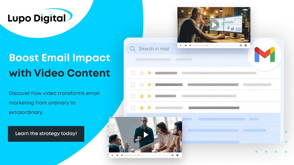 LupoDigital's tweet image. Struggling to stand out in inboxes full of text-heavy emails?

🎥 Video is the answer! It captures attention, drives action, and leaves a lasting impression.

 👉 Read more: hubs.li/Q03gHvwT0

 #EmailMarketing #VideoContent #DigitalEngagement #MarketingTips